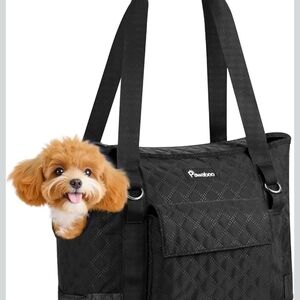 Black Quilted Dog Carrier Tote